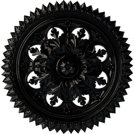 Ekena Millwork York Ceiling Medallion (Fits Canopies up to 3 5/8"), Hand-Painted Black Pearl, 21 5/8"OD x 2 1/2"P CM21YOBPS